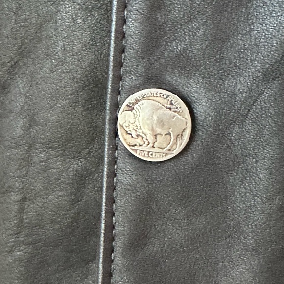 Kerr Leathers Black Motorcycle Biker Vest Buffalo Nickel USA Men's Size XL - Picture 2 of 5